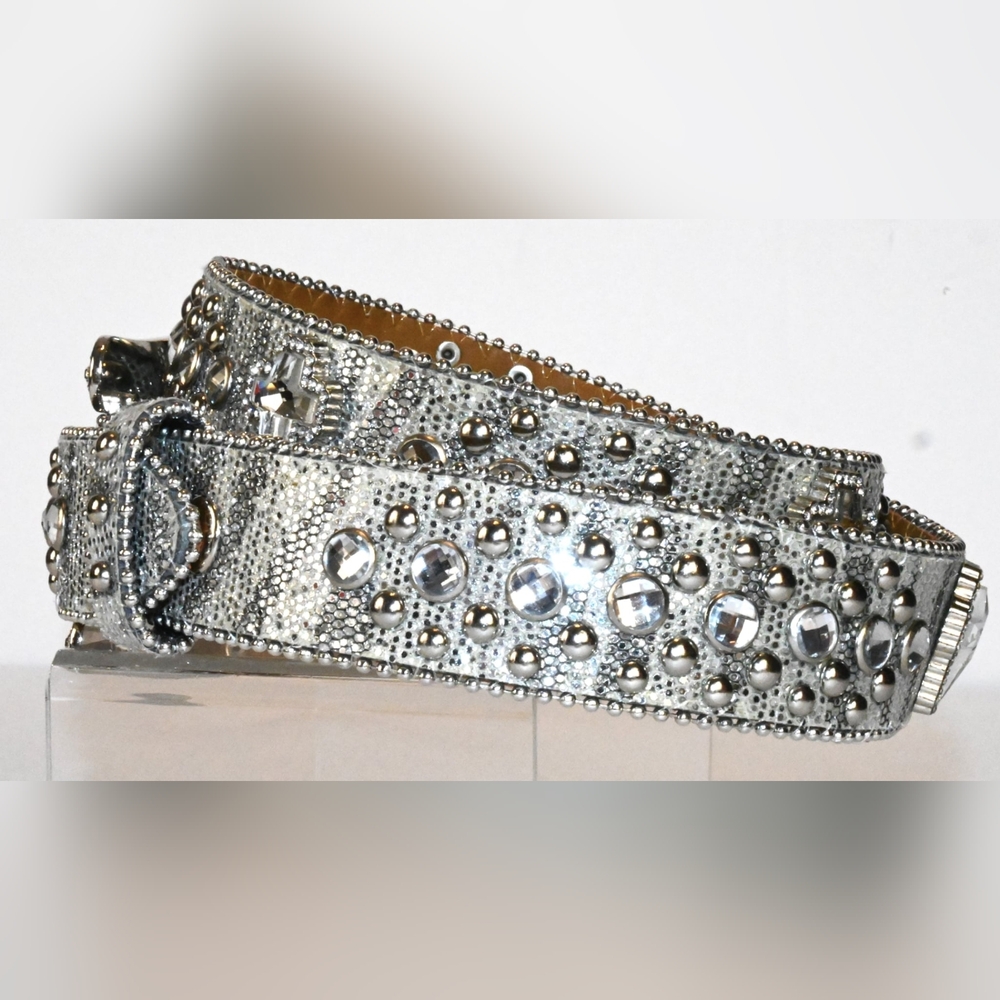 Shyanne Rhinestone Crosses Bling Faux Crystals Western Rodeo Belt, Horse Girls - Picture 4 of 8
